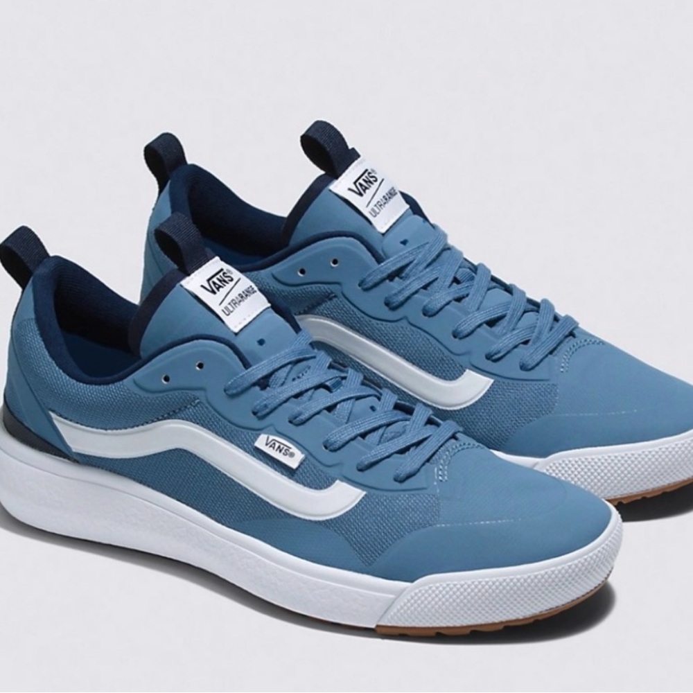 Vans Light Blue and White Low-Top Sneakers